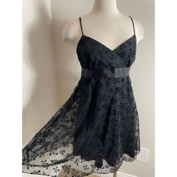 Vintage Y2K Necessary Objects Medium Mini Dress Empire Waist Babydoll Whimsigoth - Picture 2 of 12